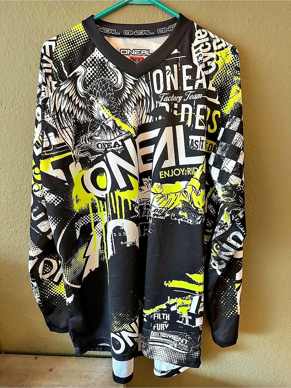 O'Neal Element Series Men's Black & Yellow XL Jersey Like New